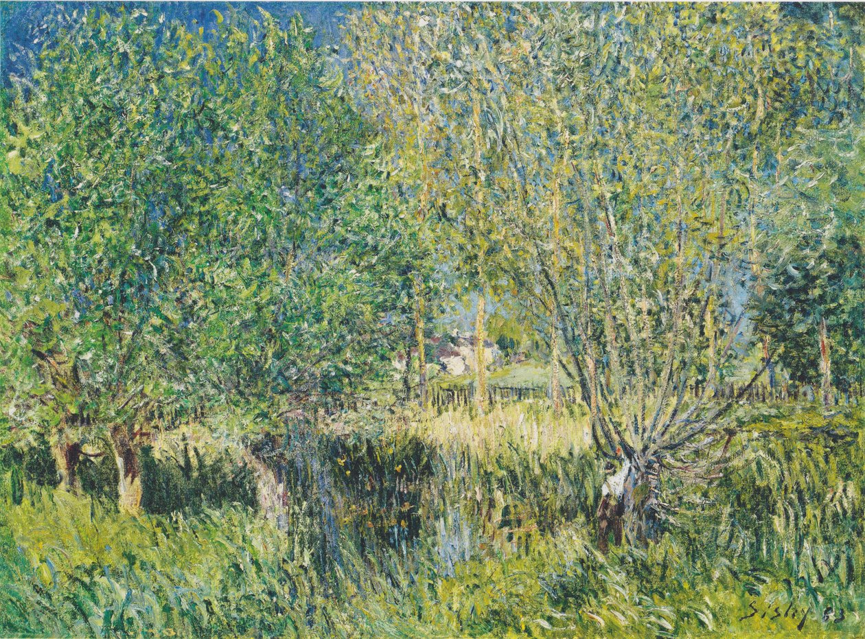 Willows ved bredden av Orvanne av Alfred Sisley