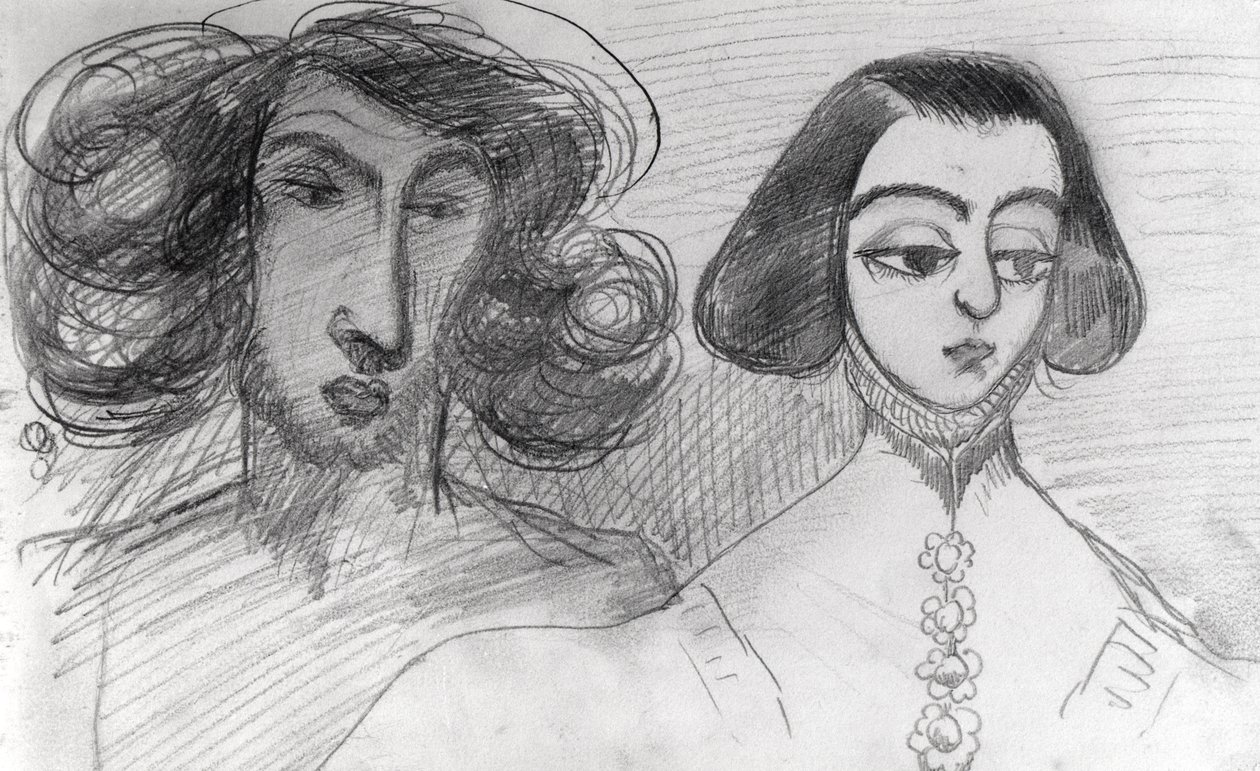 Selvportrett med George Sand (1804-76) av Alfred de Musset