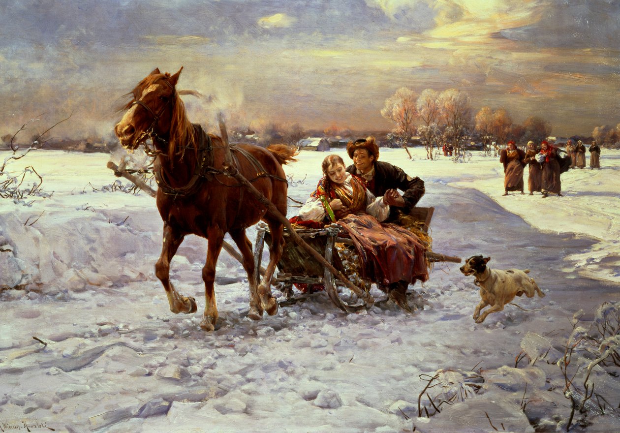 Elskere i slede av Alfred von Wierusz Kowalski