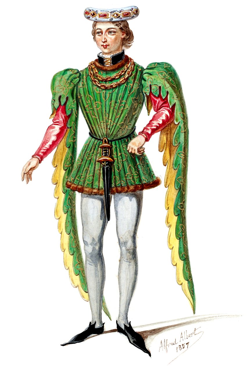 Halévy - Magikeren - kostymedesign av Alfred Albert - 02. Herre, mannskor (retusjert) av Alfred Albert