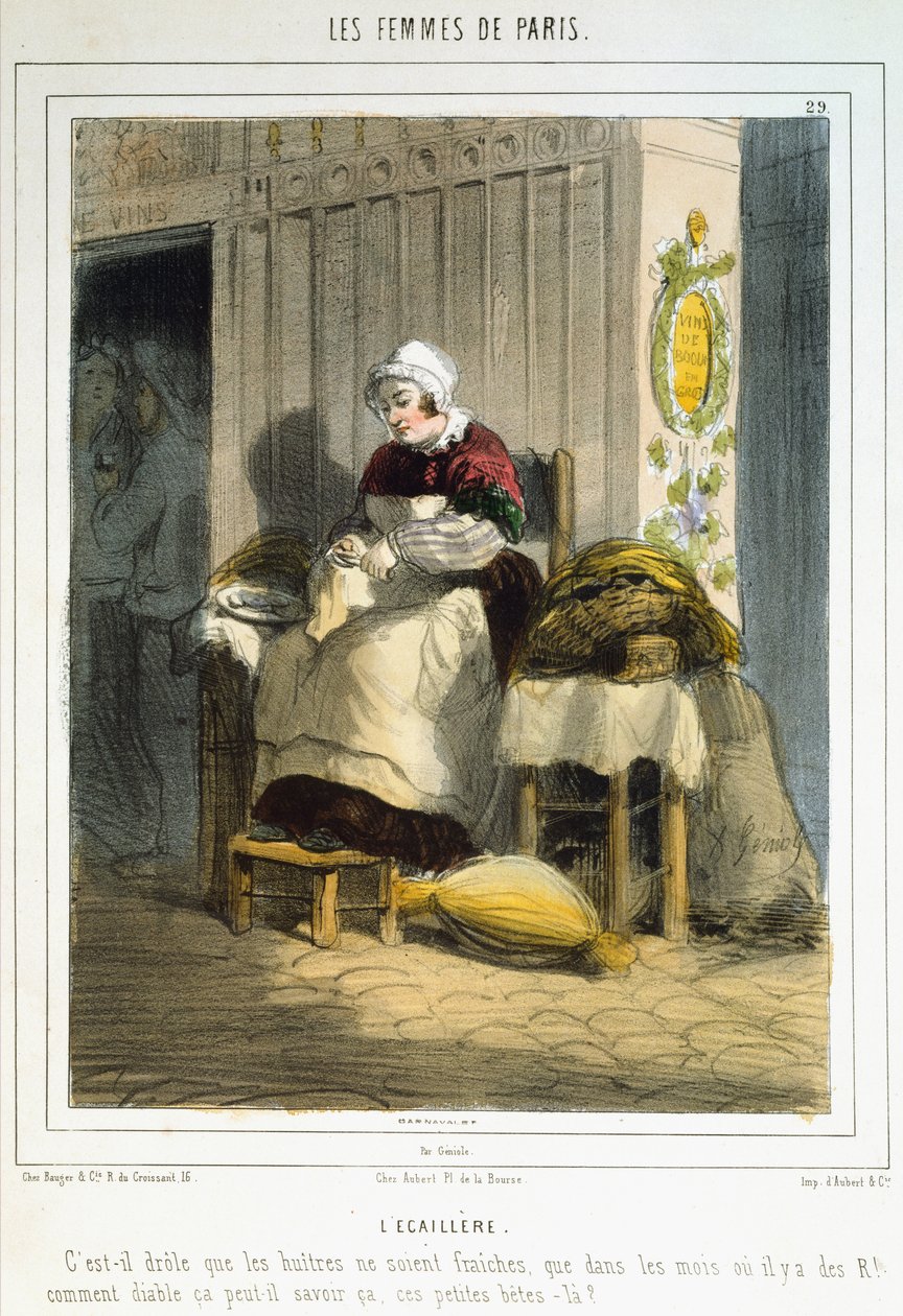 Oyster-selgeren, fra The Women of Paris, 1841-42 av Alfred Andre Geniole