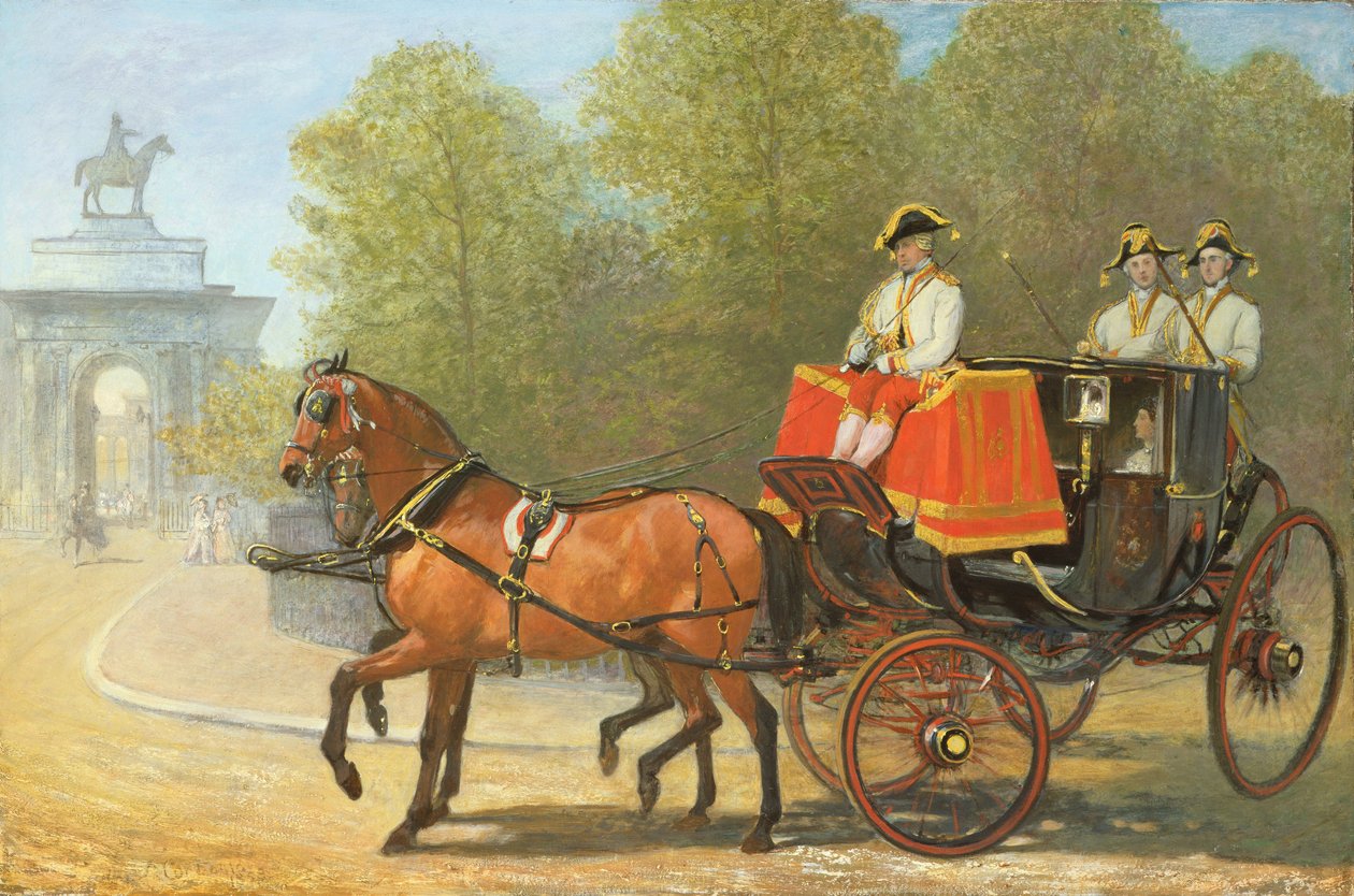 Tilbake fra Hennes Majestets sal, Hyde Park Corner, 1853 av Alfred Chantrey Corbould