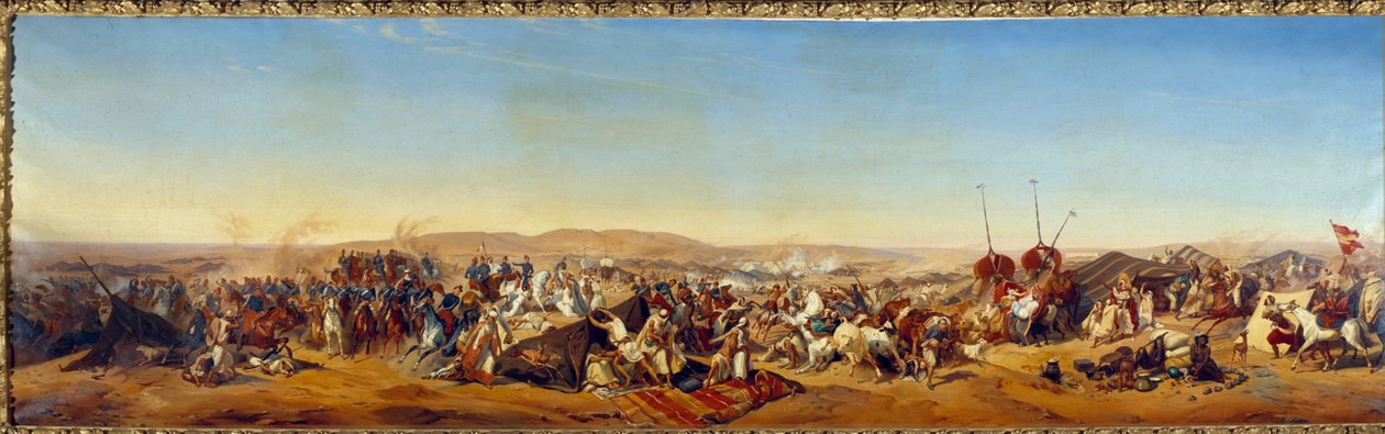 Erobringen av Algerie (1830-1847): "" Fangst av Smalah (Smala) av Abd el Kader (Abd-el-Kader eller Ibn Muhyi al-Din al-Hasani) (1807-1883) av hertugen av Aumale i Taguin av Alfred Charles Ferdinand Decaen