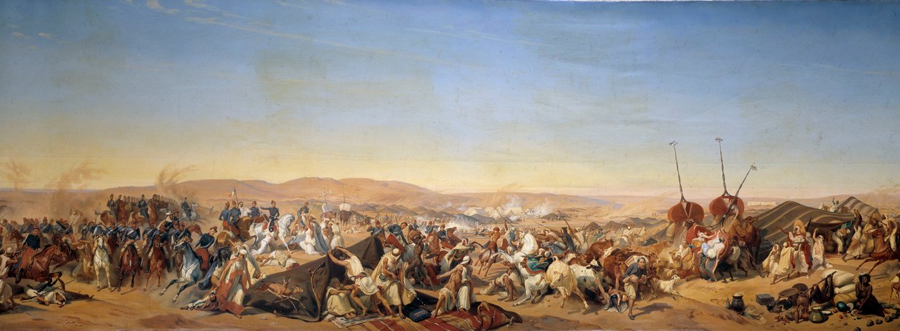 Erobringen av Algerie (1830-1847): "" Fangst av Smalah (Smala) av Abd el Kader (Abd-el-Kader eller ibn Muhyi al-Din al-Hasani) (al Din al-Hasani) (1807-1883) av hertugen av Aumale i Taguin av Alfred Charles Ferdinand Decaen