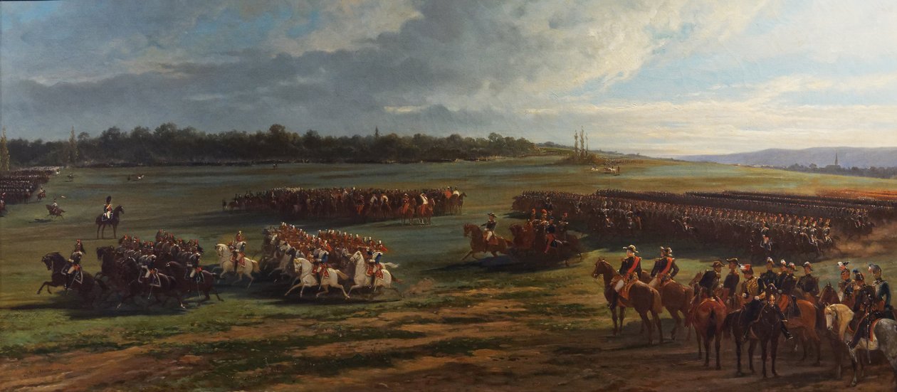 Gjennomgang av kavaleridivisjonen til Longchamp-garden av Napoleon III og Francois Joseph I av Østerrike, 25. oktober 1867 av Alfred Charles Ferdinand Decaen
