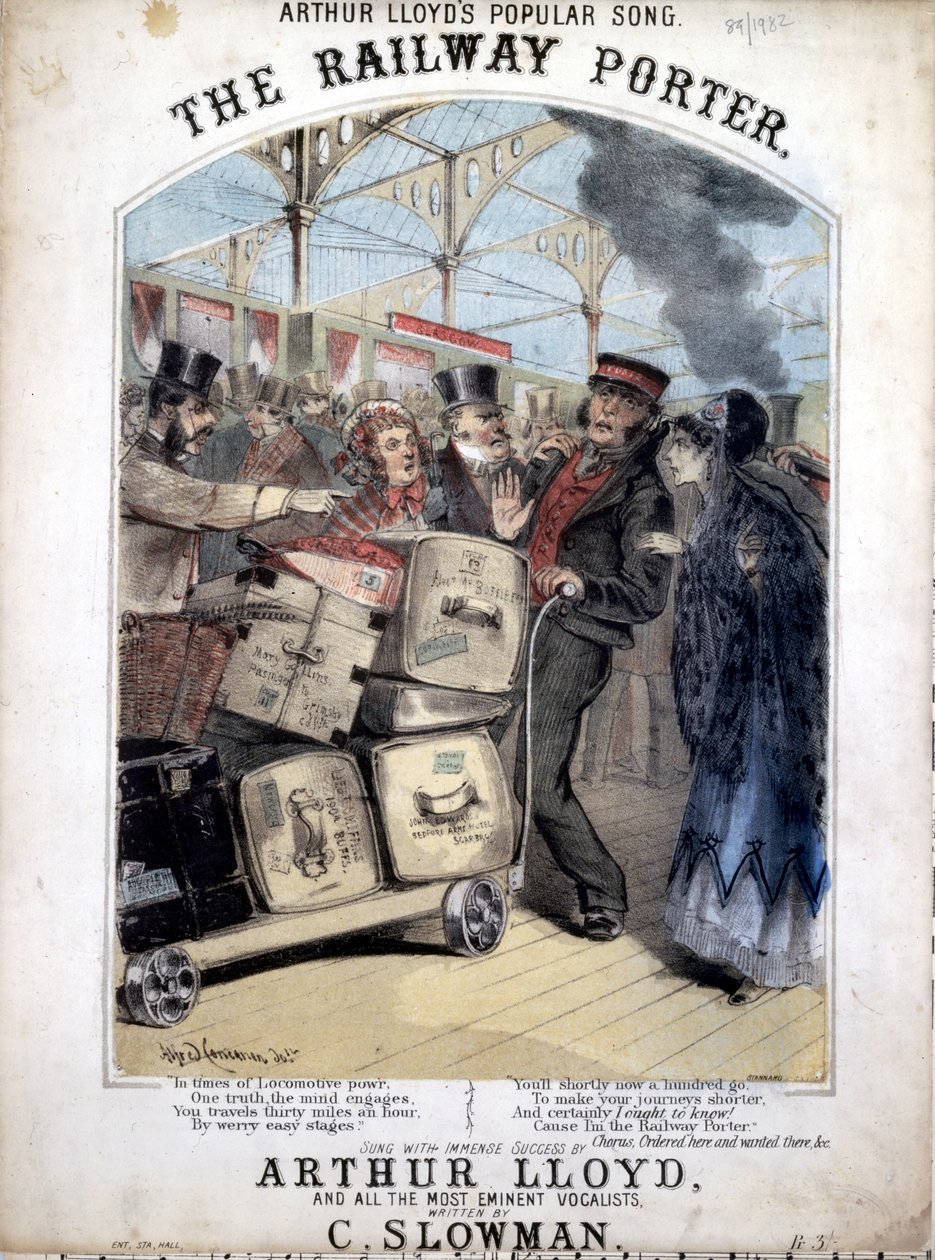 The Railway Porter, cover av notene til en populær viktoriansk sang av C. Ploughman, 1870 av Alfred Concanen