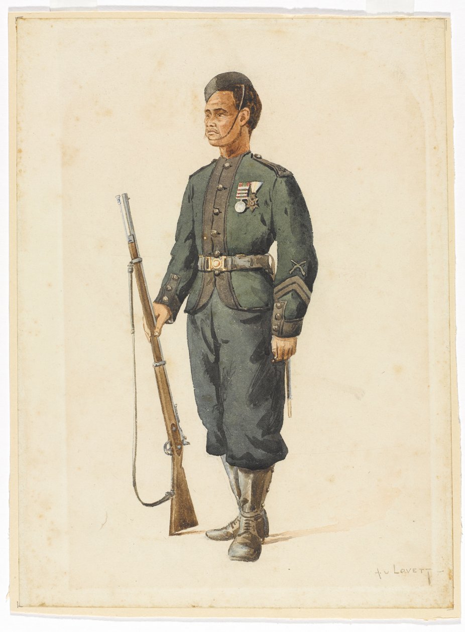 Rifleman fra 4th Gurkha Regiment i drill-rekkefølge av Alfred Crowdy Lovett