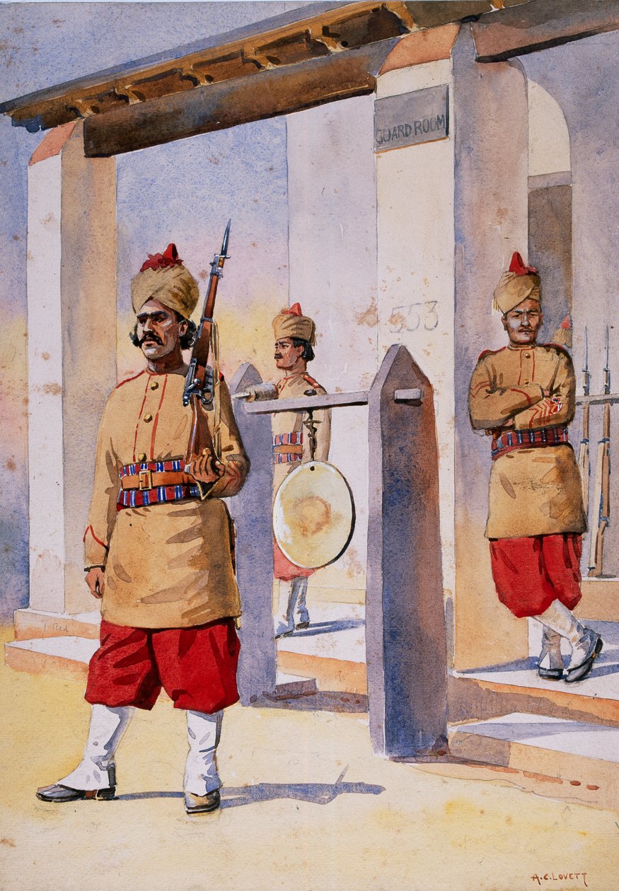 Soldater fra den 124. hertuginnen av Connaughts eget Baluchistan-infanteri, illustrasjon for 