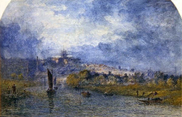 Sunset Over Norwich (akvarell på papir) av Alfred Dawson