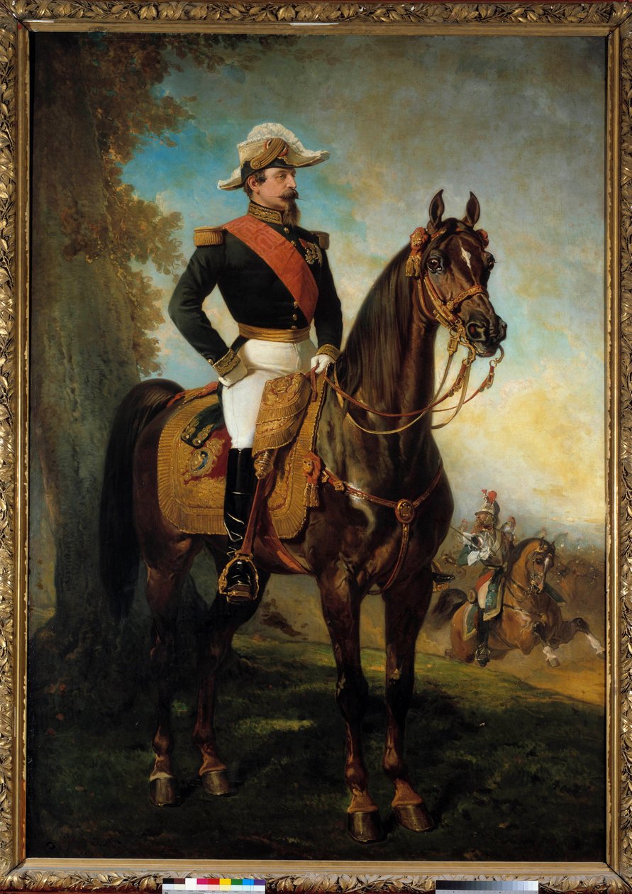 Ridesportrett av keiser Napoleon III (1808-1873) Maleri av Alfred de Dreux (1810-1860) Paris fra 1800-tallet, Musee de l'Armee av Alfred Dedreux
