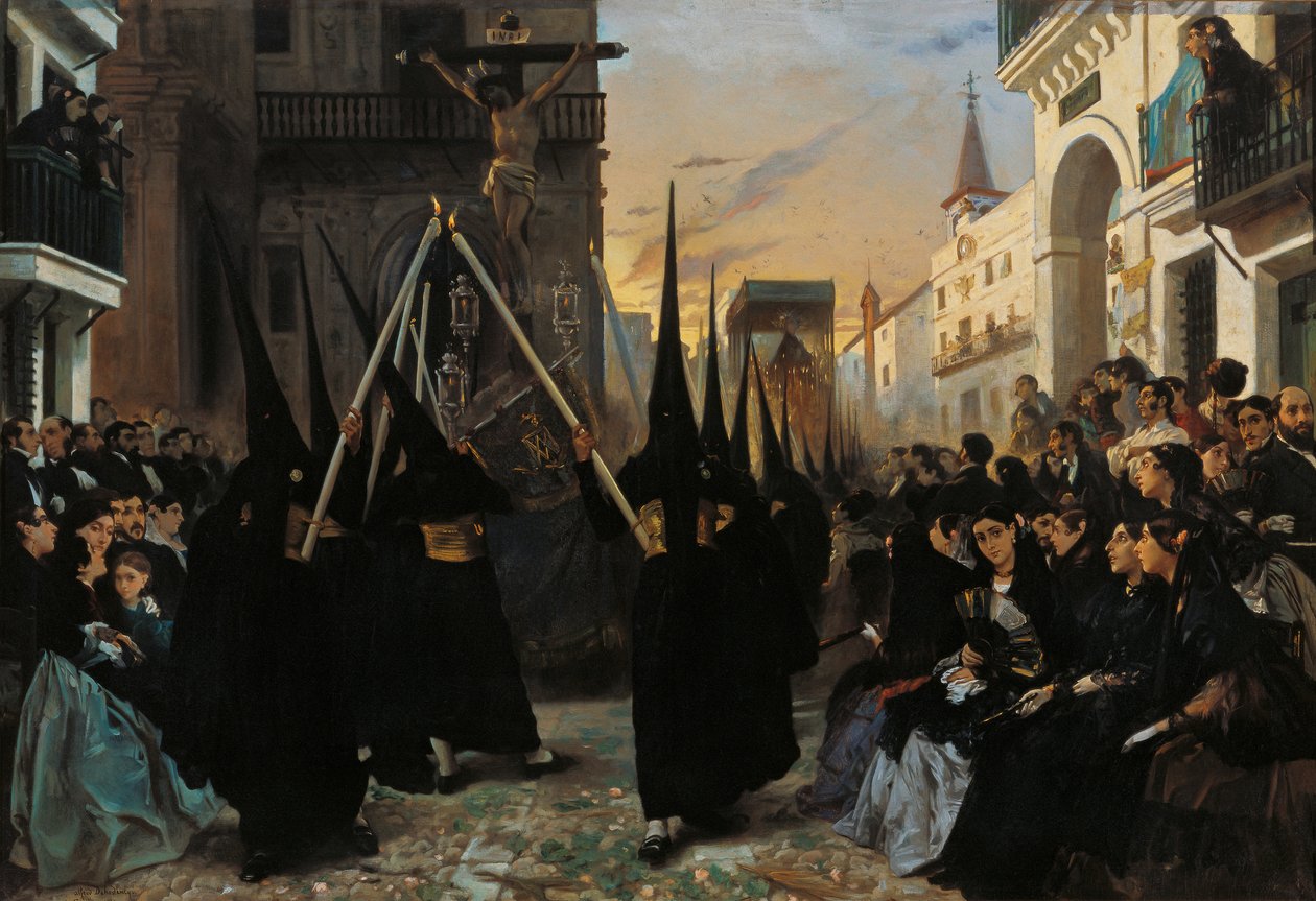 En prosesjon langs Calle Genova av Alfred Dehodencq