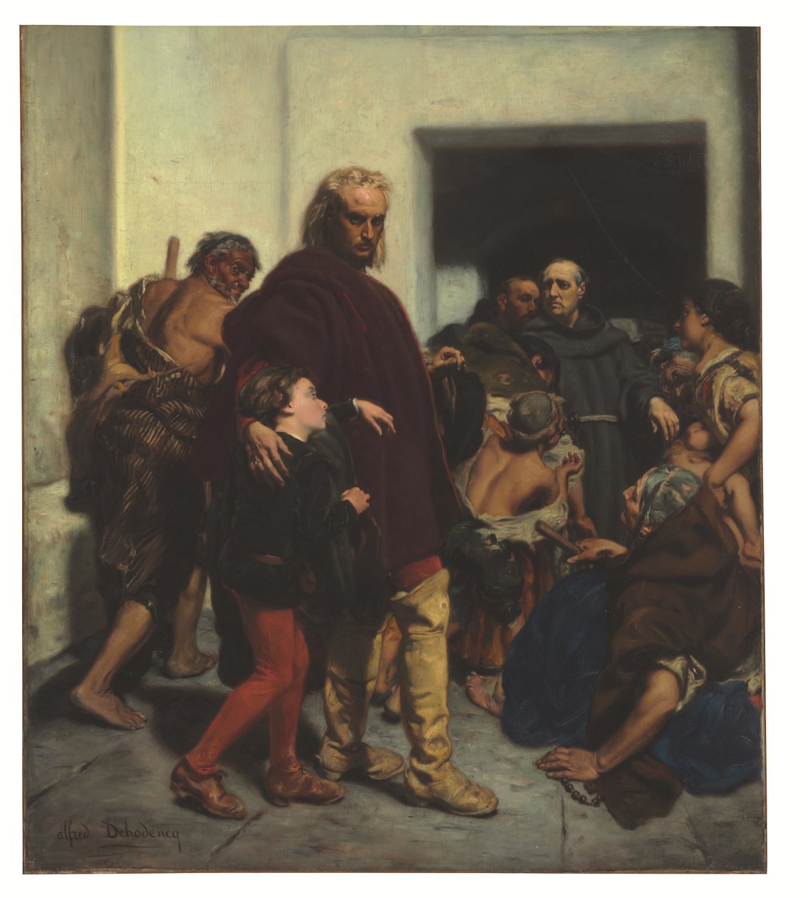 Christopher Columbus ved klosteret Rabida (olje på lerret) av Alfred Dehodencq