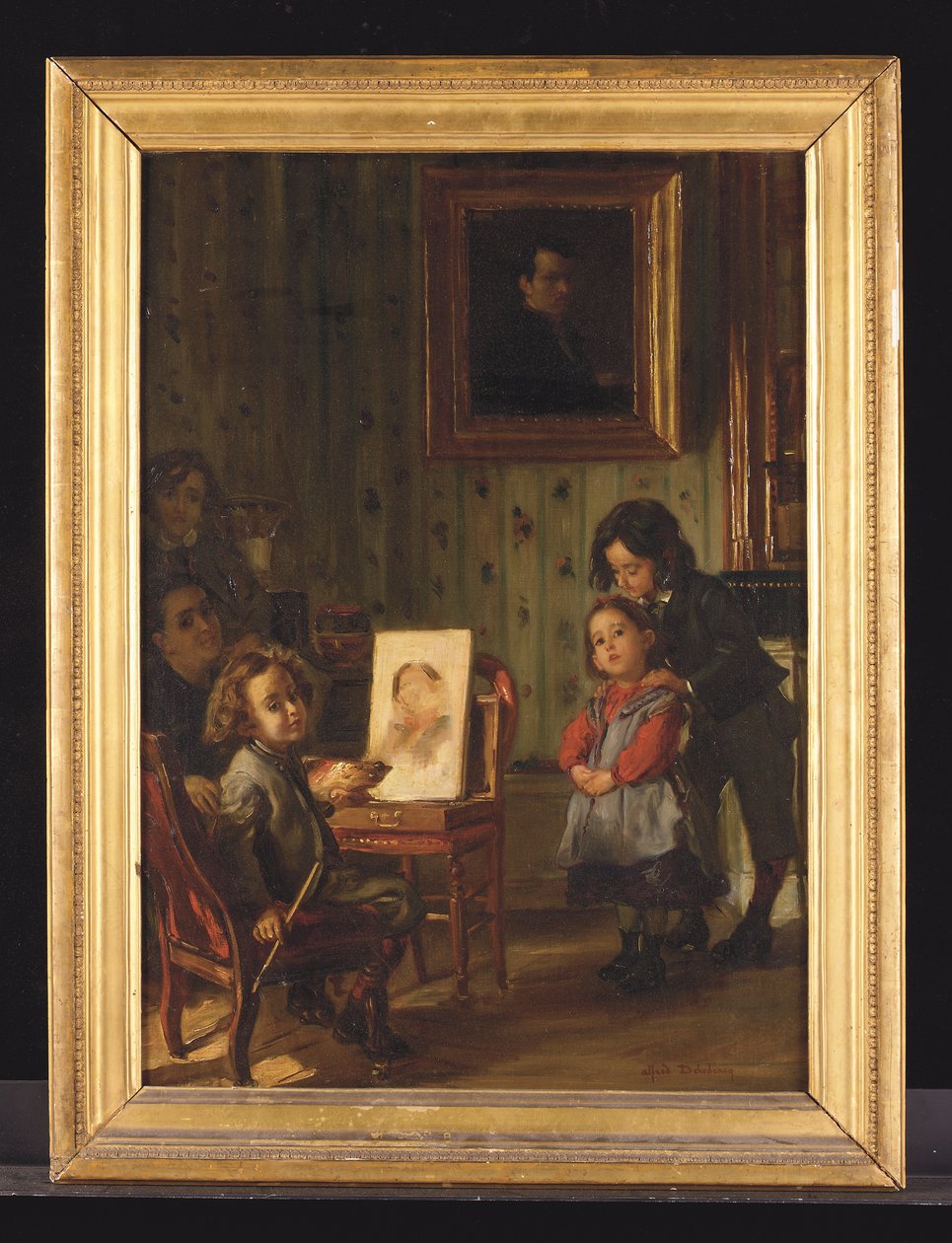 Interiør, familien til kunstneren (olje på lerret) av Alfred Dehodencq