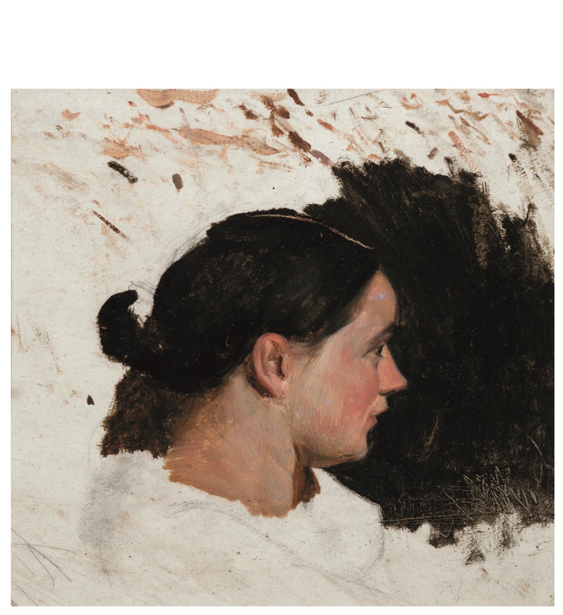 Portrett av en jente (olje på papir) av Alfred Dehodencq