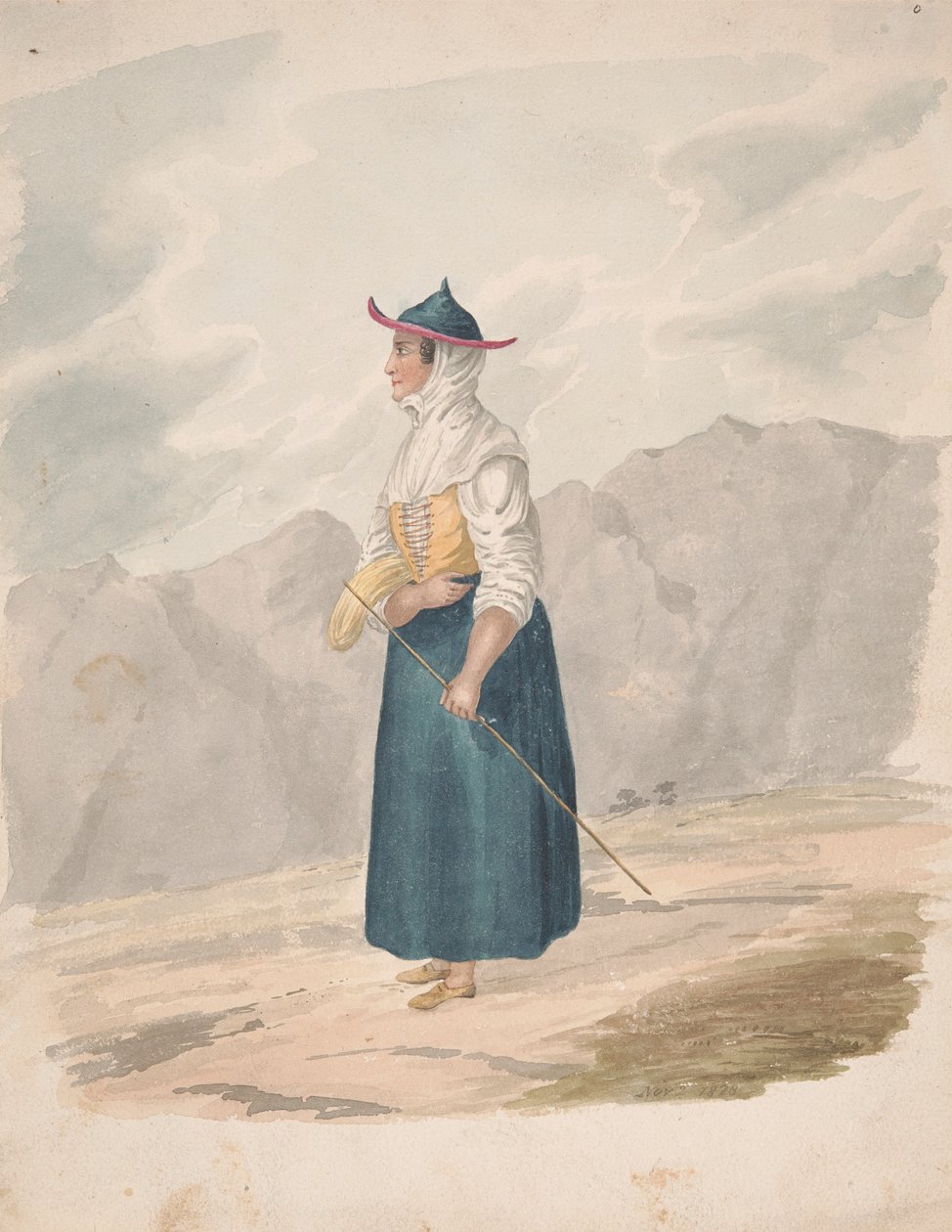 Bondekvinne med stab, La Palma av Alfred Diston