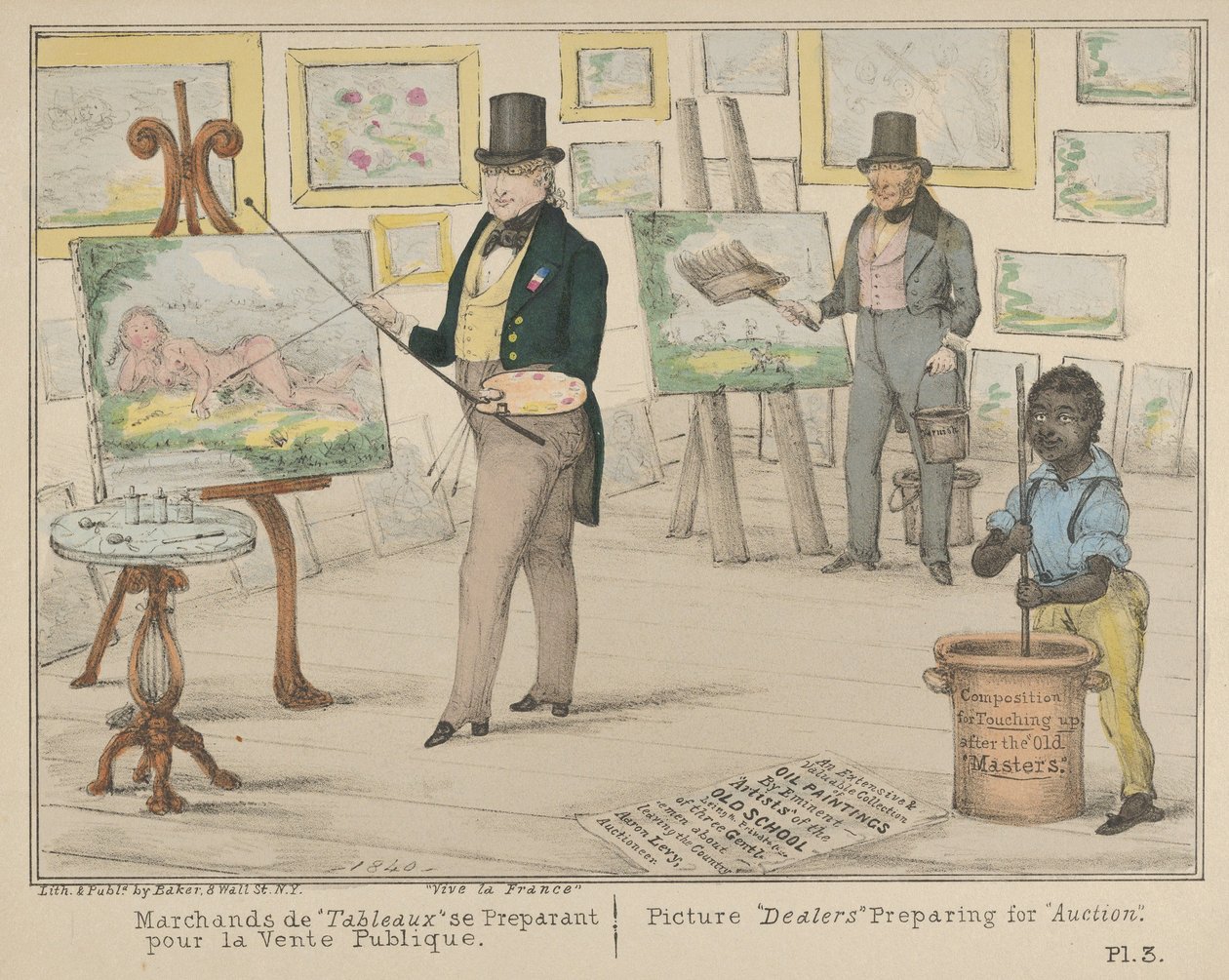 Vive la France, bildehandlere som forbereder seg til offentlig salg av bilde..., 1840. av Alfred E. Baker
