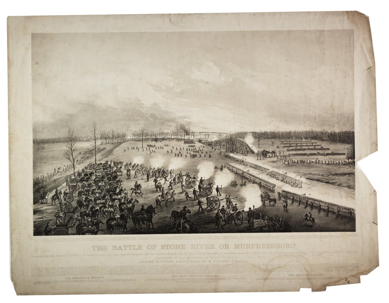 Slaget om Stone River eller Murfreesboro, 1863 av Alfred E. Mathews