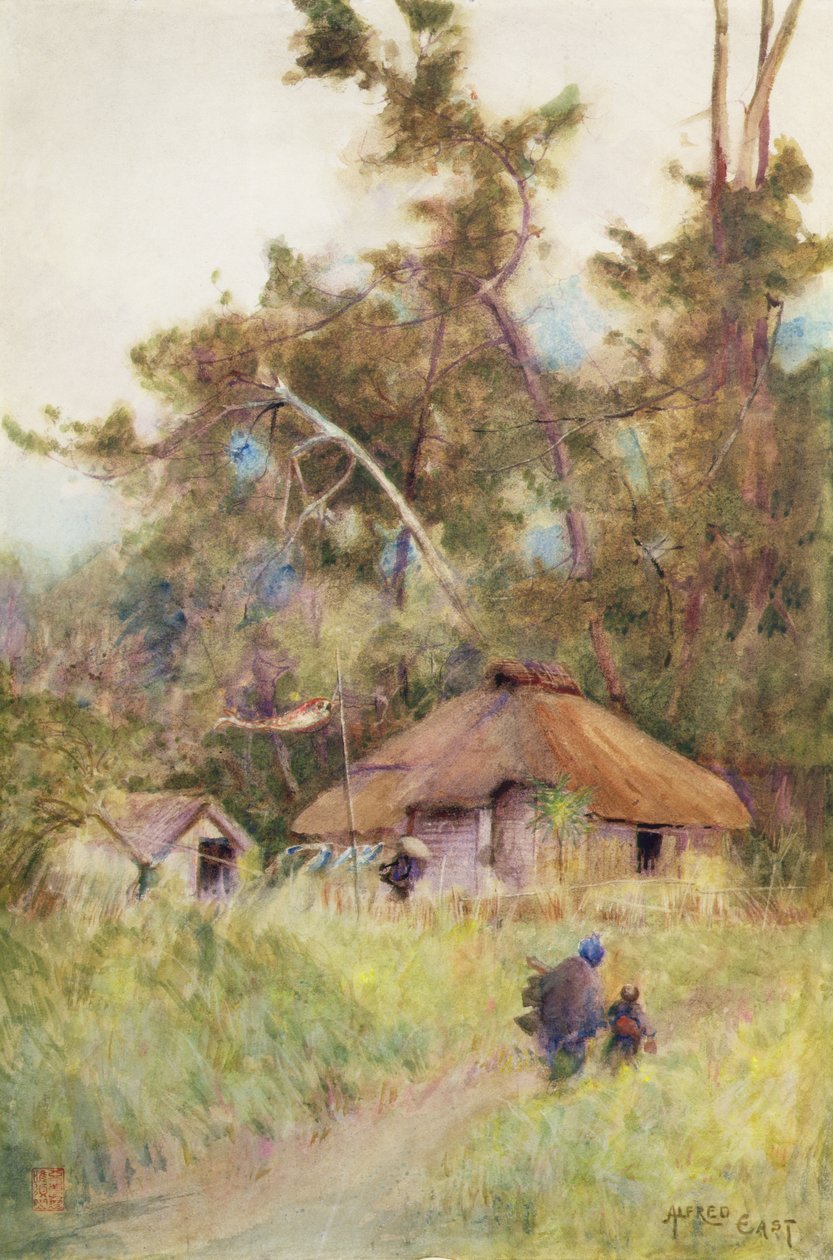 A Stormy Day in Japan, ca. 1889 (akvarell på papir) av Alfred East