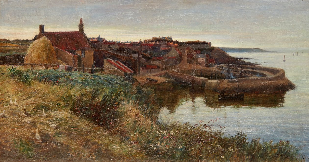 Crail Harbor At Dusk (olje på lerret) av Alfred East