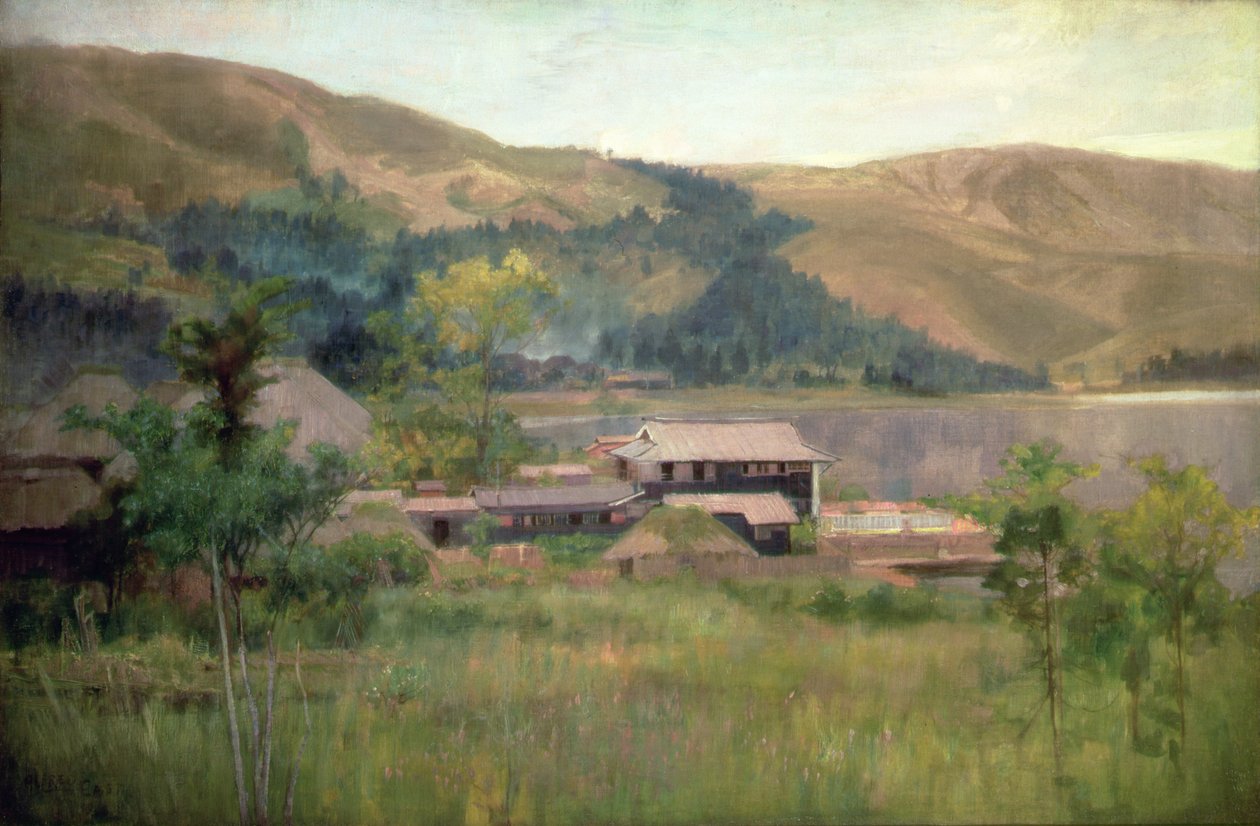 Lake Biwa, ca. 1889 (olje på lerret) av Alfred East