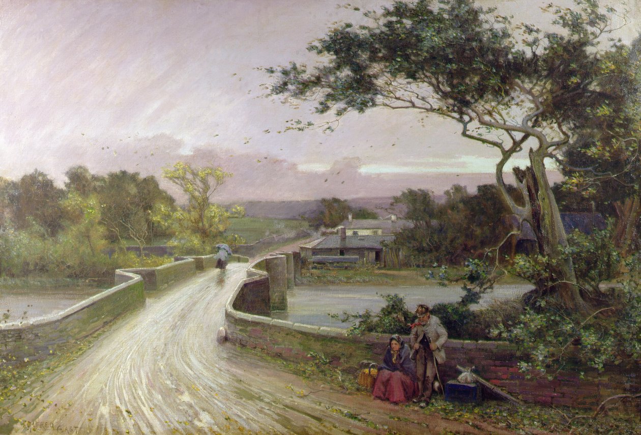 Newby Bridge, Windermere (olje på lerret) av Alfred East