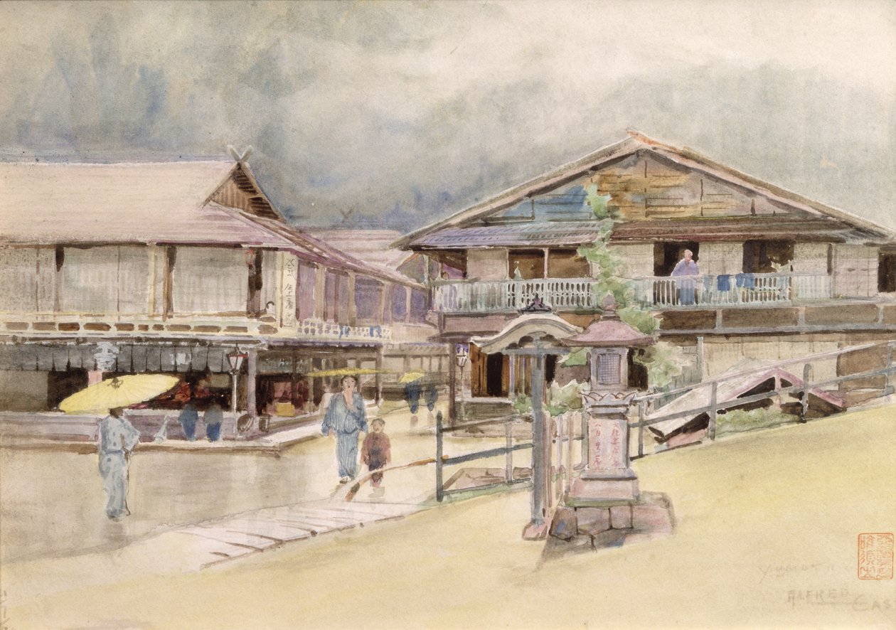 Regnværsdag på Yumoto, 1889 av Alfred East