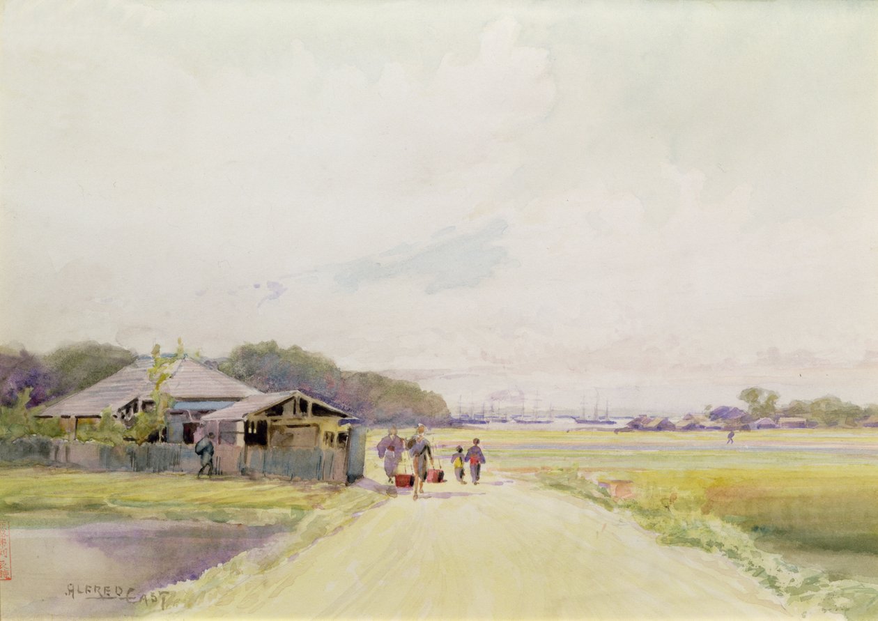 The Mississippi Bay of Yokohama, ca. 1889 (akvarell på papir) av Alfred East