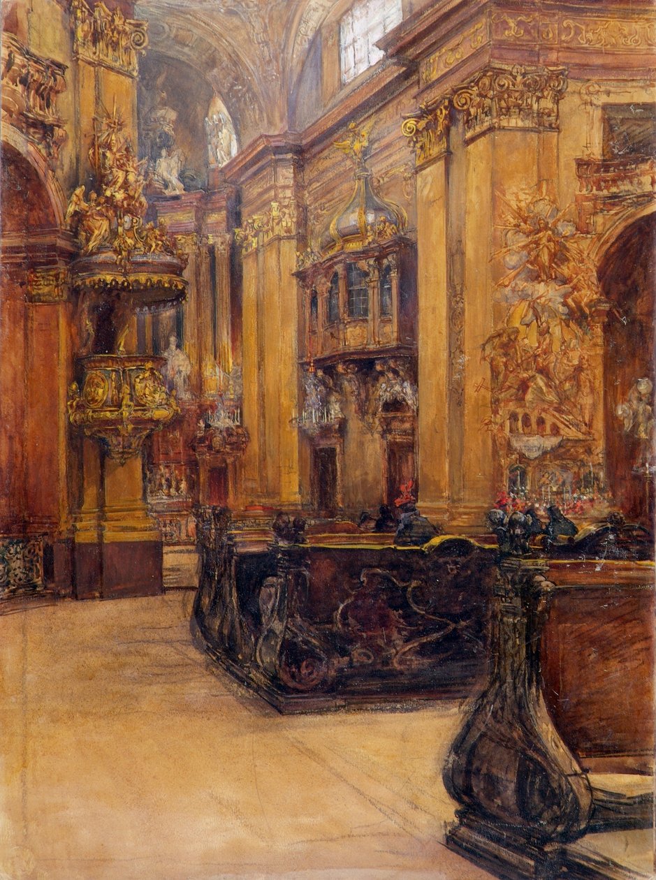 Interiøret i Peterskirche i Wien av Alfred Edler von Pflügl