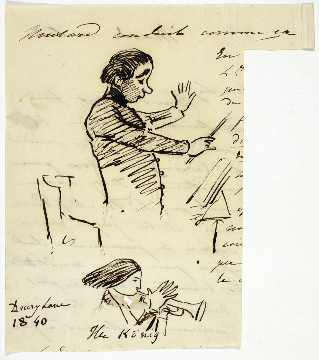 Skisser av dirigent og trompetist av Alfred Edward Chalon