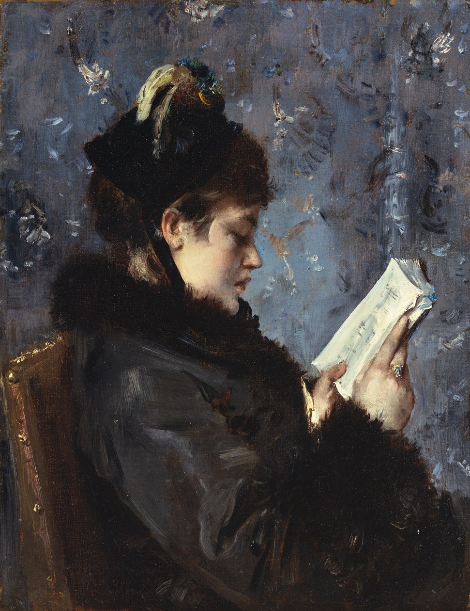 Et portrett av Madame Brizat fra Comedie Francaise (olje på lerret) av Alfred Emile Stevens