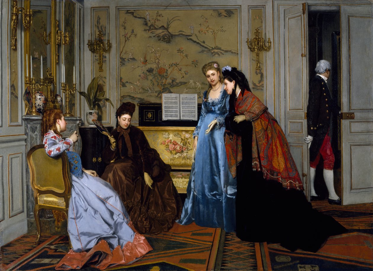 Elegante figurer i en salong, uten dato av Alfred Emile Stevens