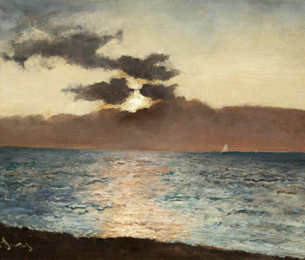 Seascape, Le Tréport, ca. 1880-89 (olje på panel) av Alfred Emile Stevens