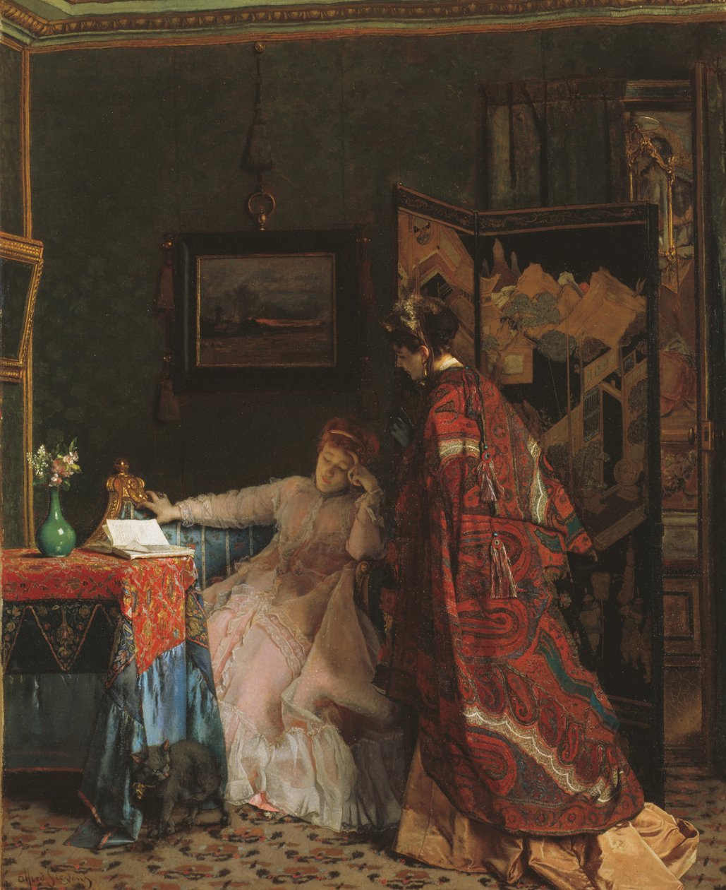 Besøket, før 1869 (olje på lerret) av Alfred Emile Stevens