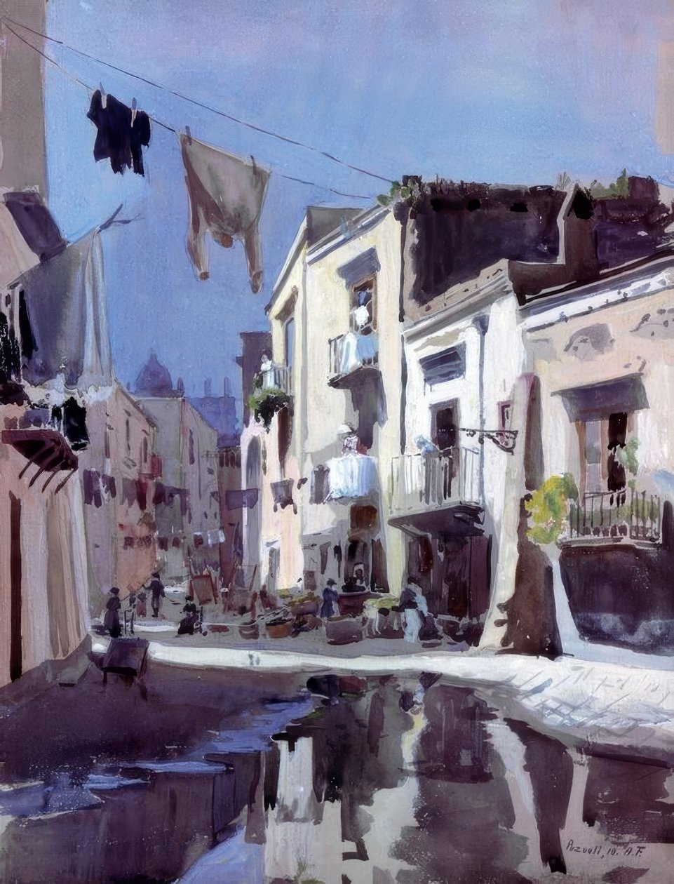 Alfred Frank, Gasse i Pozzuoli / Gem. 1910 av Alfred Frank