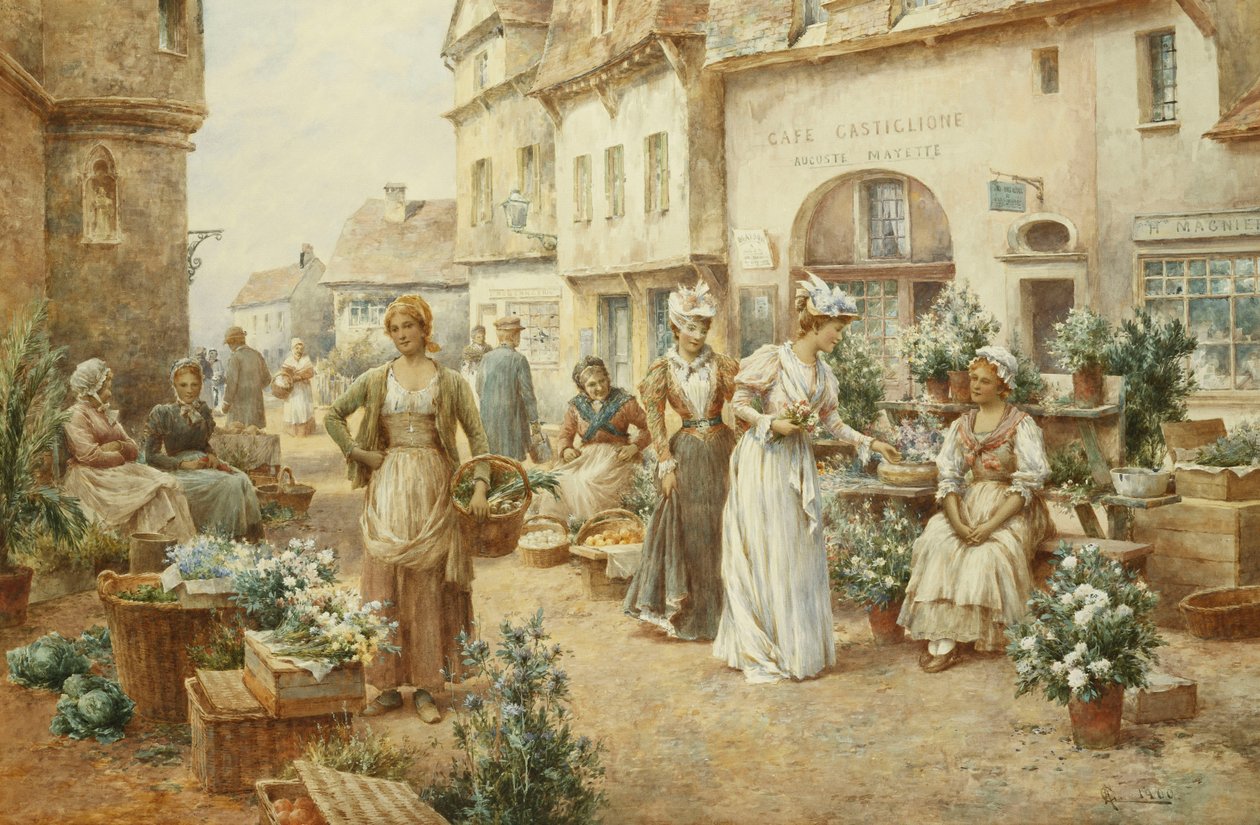 Et blomstermarked, Frankrike, 1900 av Alfred Glendening