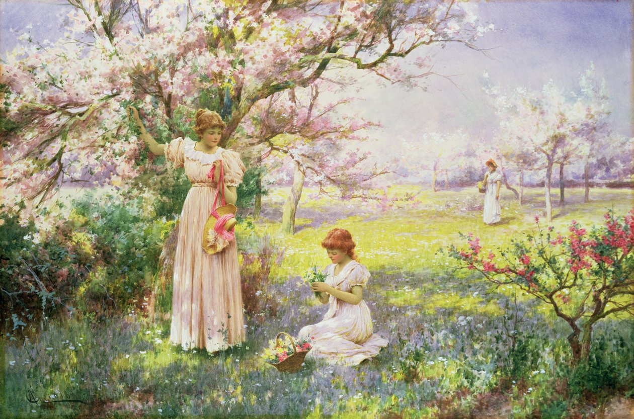Vår: Plukking av blomster, 1898 av Alfred Glendening