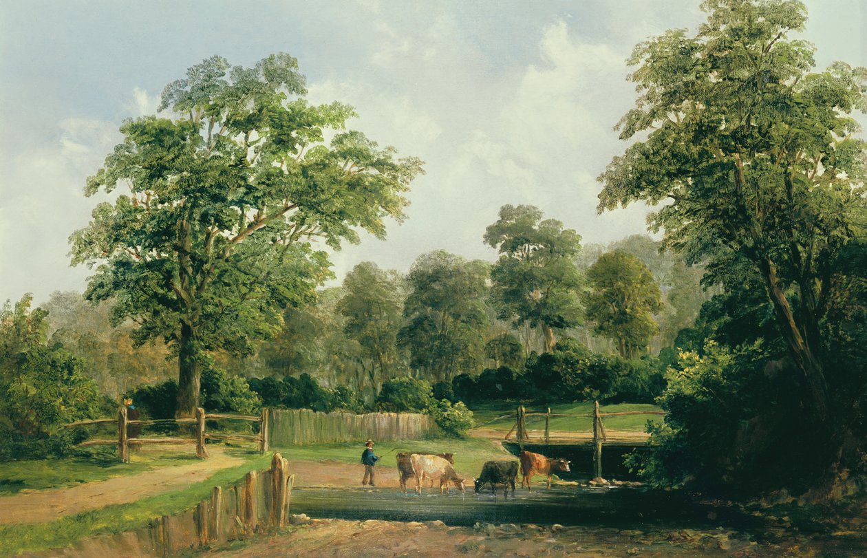 Landskap med kyr, 1800-tallet av Alfred Gomersal Vickers