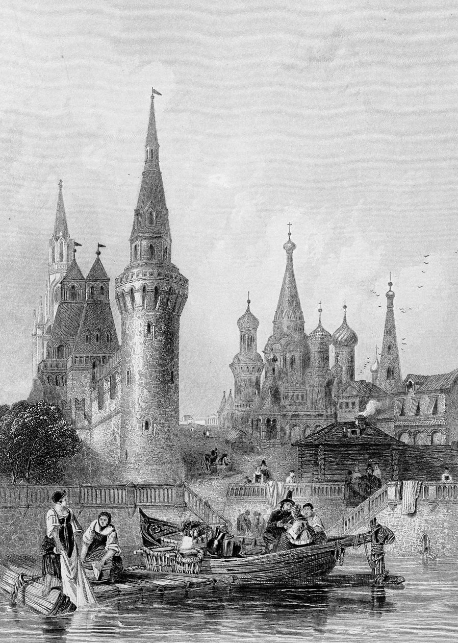 Vasili Blagennoi-kirken, Moskva, gravert av J. H. Kernot, ca. 1844 av Alfred Gomersal Vickers