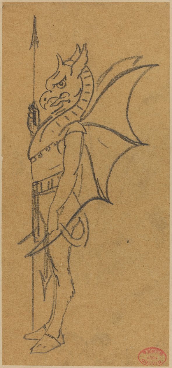 Figur kledd som en Griffin av Alfred Grevin