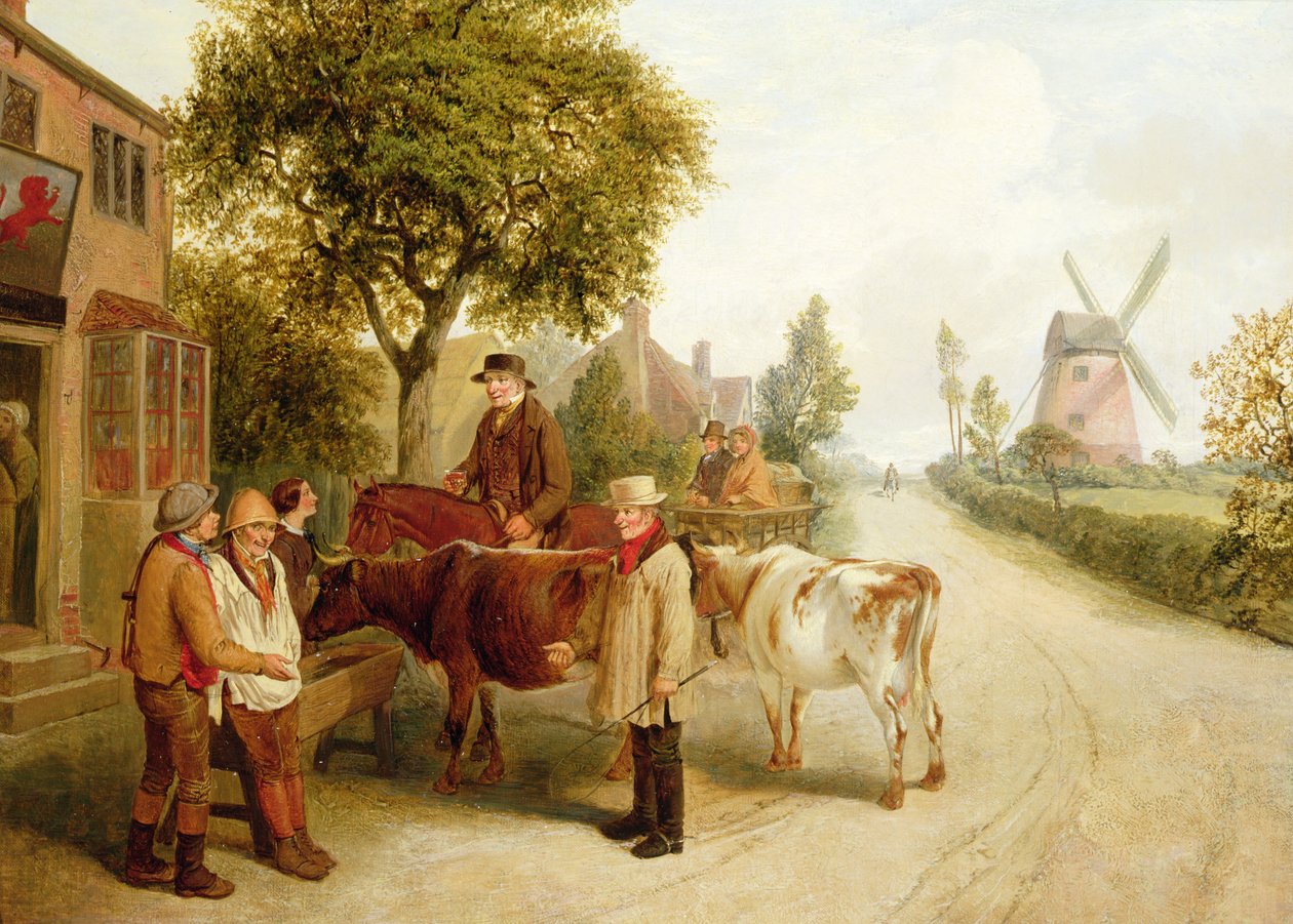 Utenfor den røde løven (olje på lerret) av Alfred H. Green