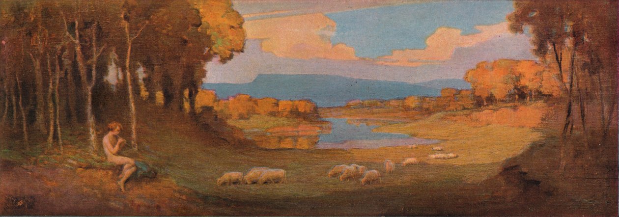 Dekorativt panel for et palisanderpiano, c1900, 1903 av Alfred Hartley