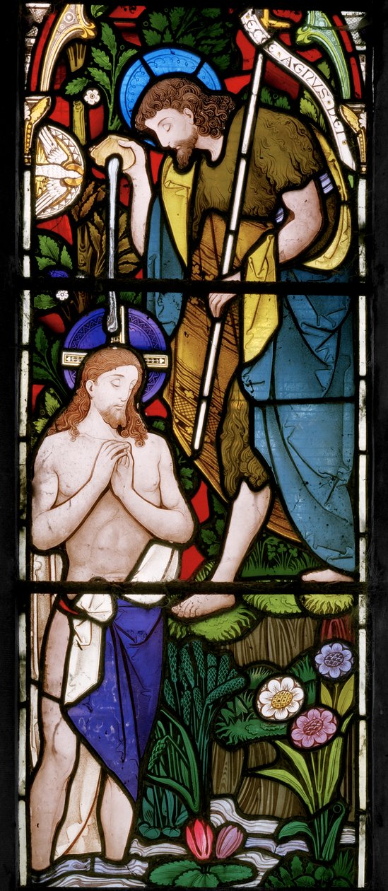 Østvindusdetalj, Baptism of Christ, 1866 (farget glass) av Alfred Hassam