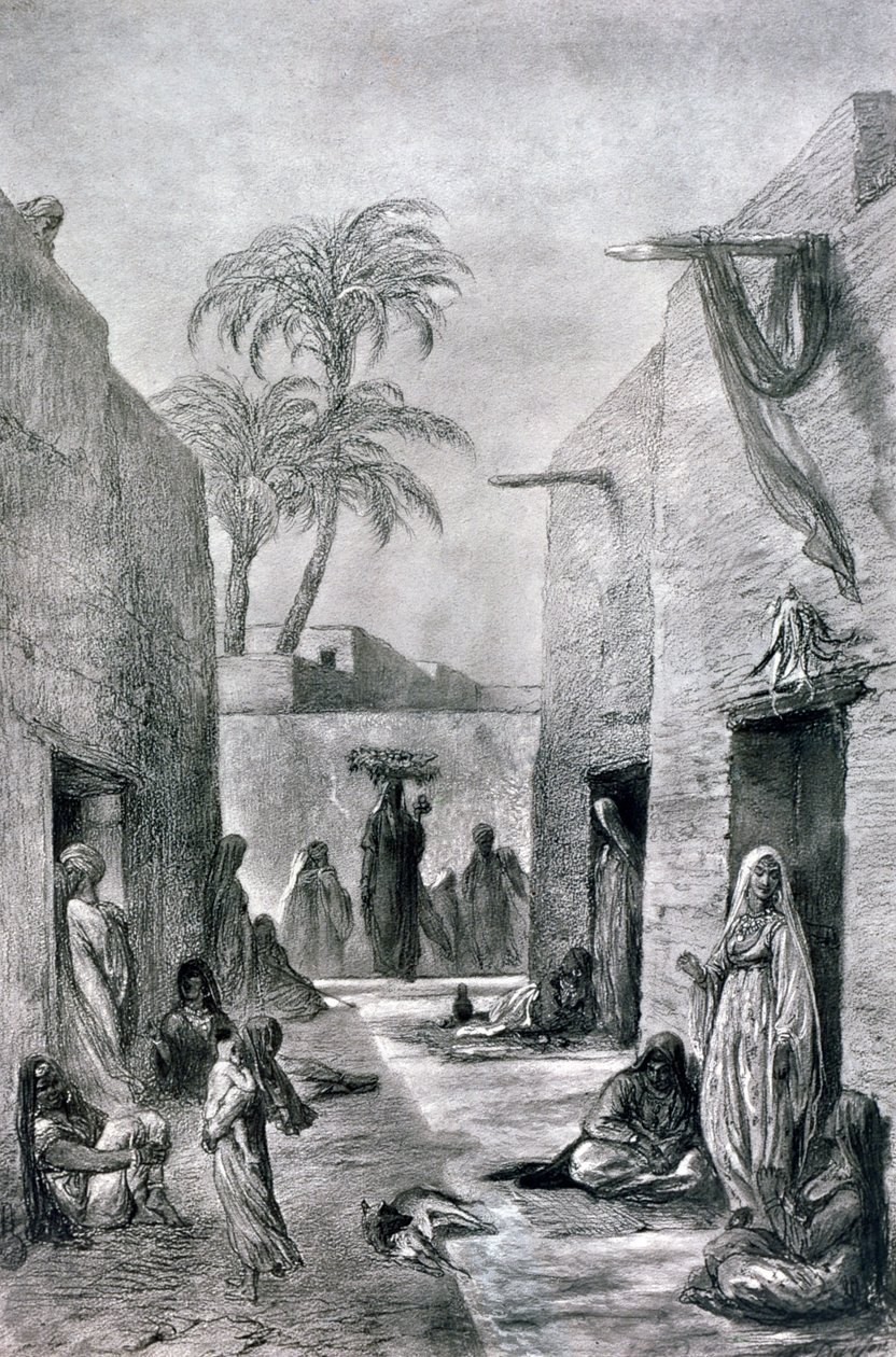 A Street of Almees egyptiske dansende jenter, Egypt, 1872 av Alfred Henri Darjou