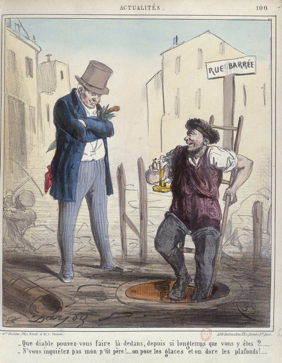 Kloakkarbeider i Paris, midten av det nittende århundre av Alfred Henri Darjou