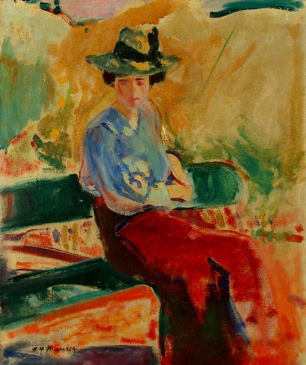Figur på benk av Alfred Henry Maurer