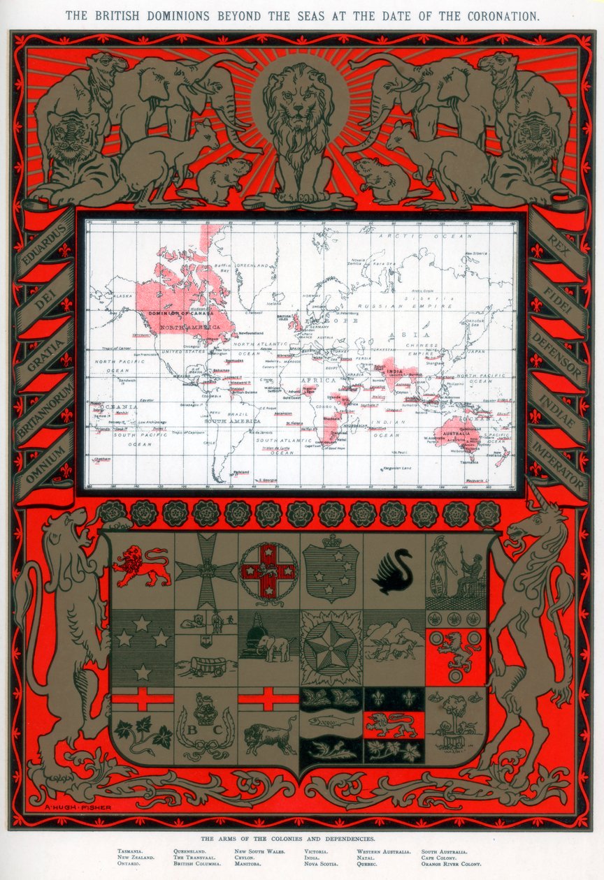 De britiske herredømmene utenfor havet på kroningsdatoen, 1902 av Alfred Hugh Fisher