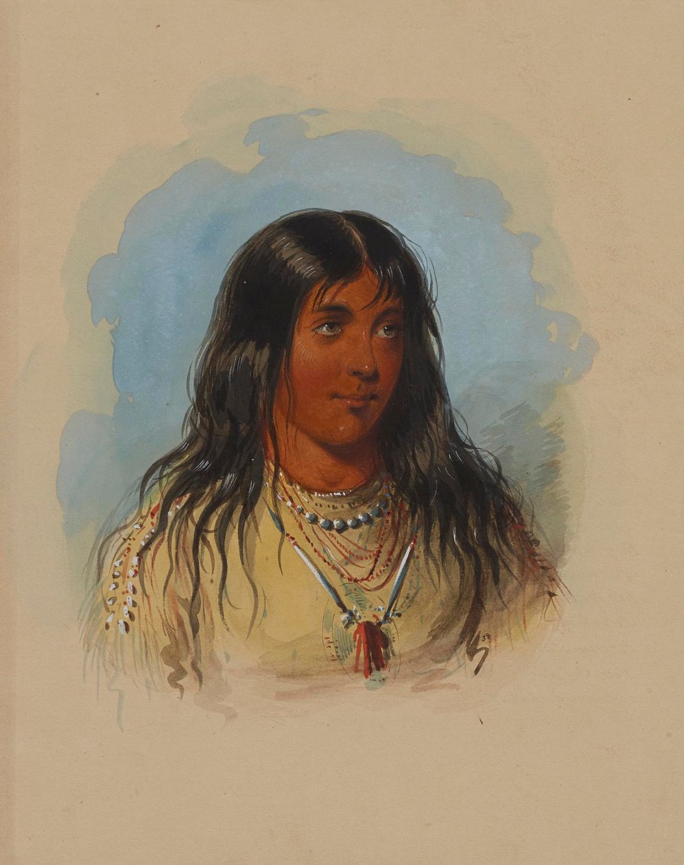 Aricara-[sic]-kvinne av Alfred Jacob Miller