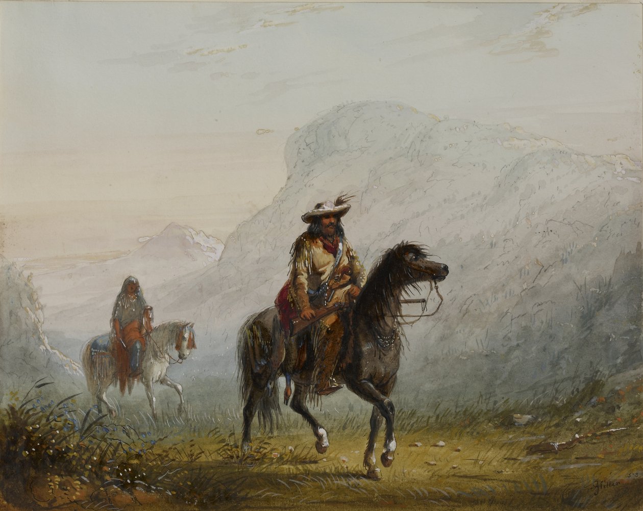 «Bourgeois» W---r og hans squaw av Alfred Jacob Miller