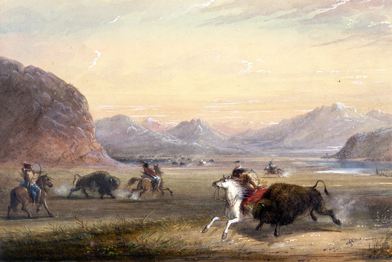 Bisonjakt nær Independence Rock av Alfred Jacob Miller