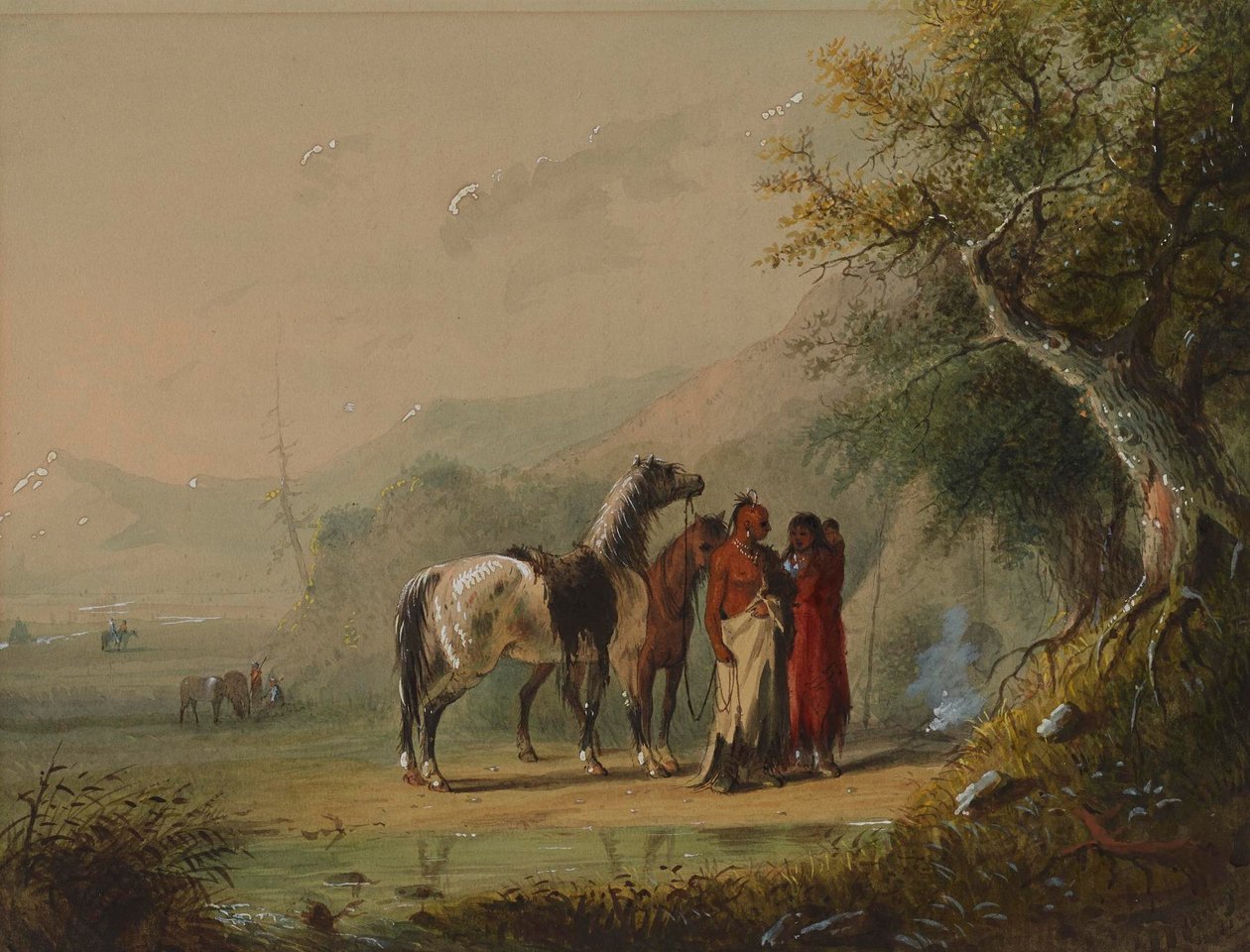 Leirscene (sioux) av Alfred Jacob Miller